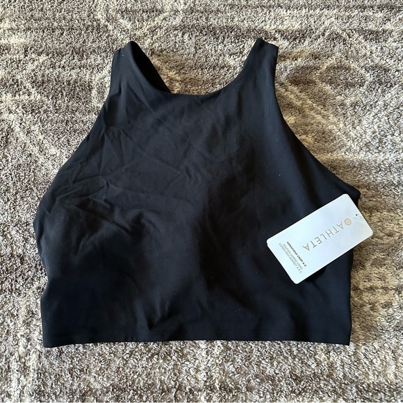 NWT Athleta Conscious Crop Bra A-C Black Powervita - Picture 3 of 7